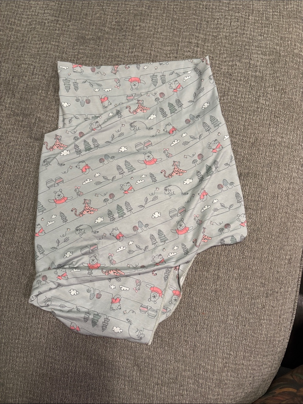 Gray and Pink Animal-Print Baby Swaddle Blanket